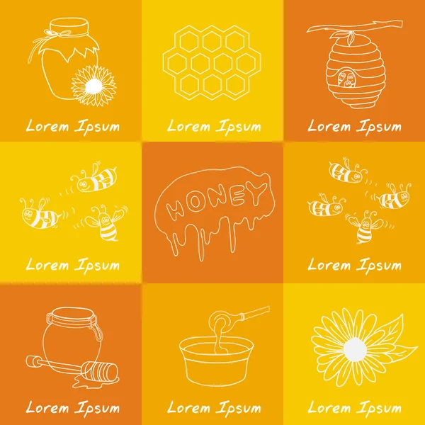 Hand drawn set with honey elements. — Stock Vector