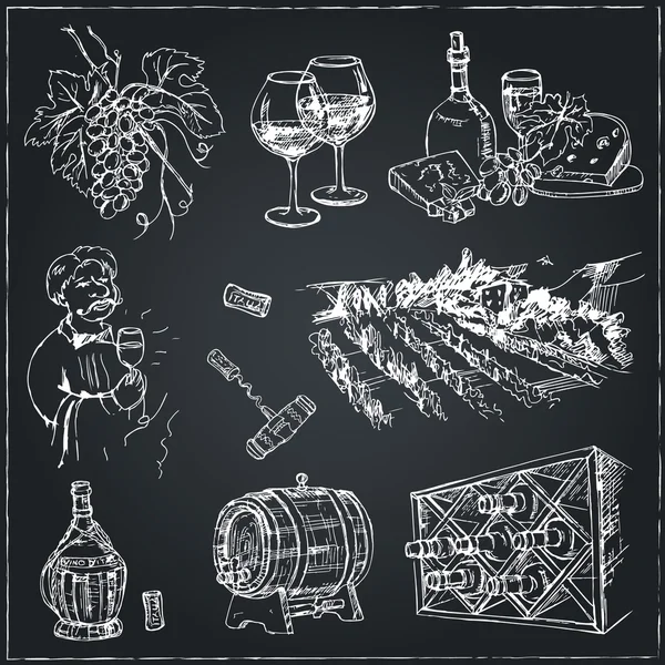 Set of wine drawings. — Stock Vector