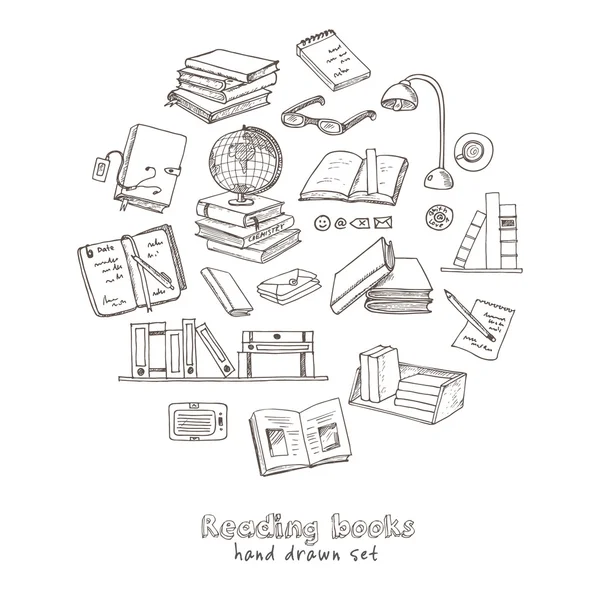 Kitap okuma seti doodle.