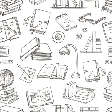 Books Reading seamless pattern.