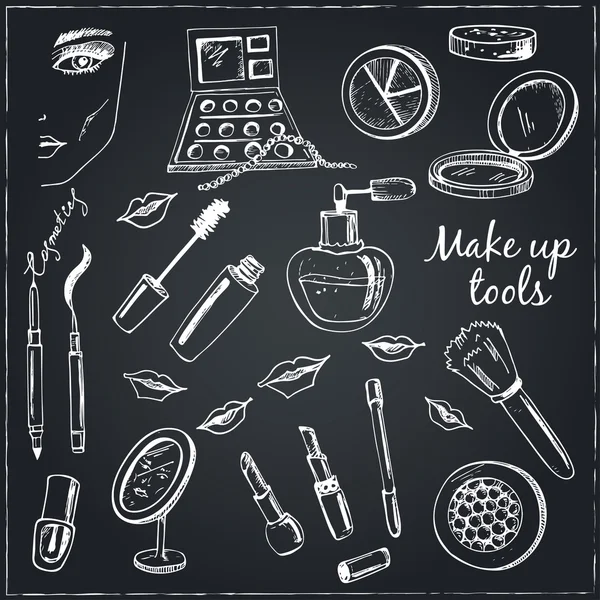Collection d'outils pour le maquillage . — Image vectorielle