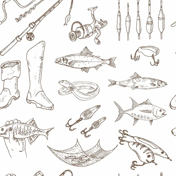 Fiskeredskap verktyg sömlösa mönster. — Stock vektor