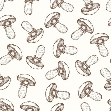 Chanterelle. Seamless pattern with mushrooms