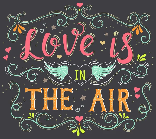 Liebe liegt in der Luft. Valentinstag-Plakat — Stockvektor