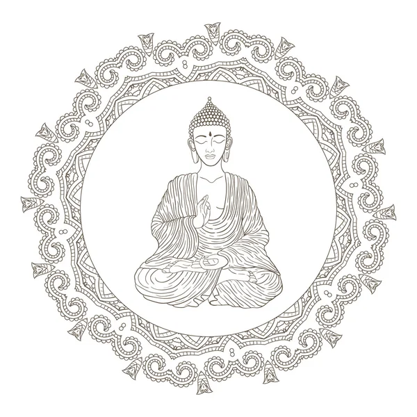 Hand drawn Sitting Buddha — ストックベクタ