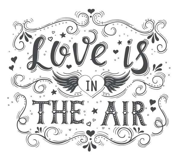 Liebe liegt in der Luft. Plakat. — Stockvektor