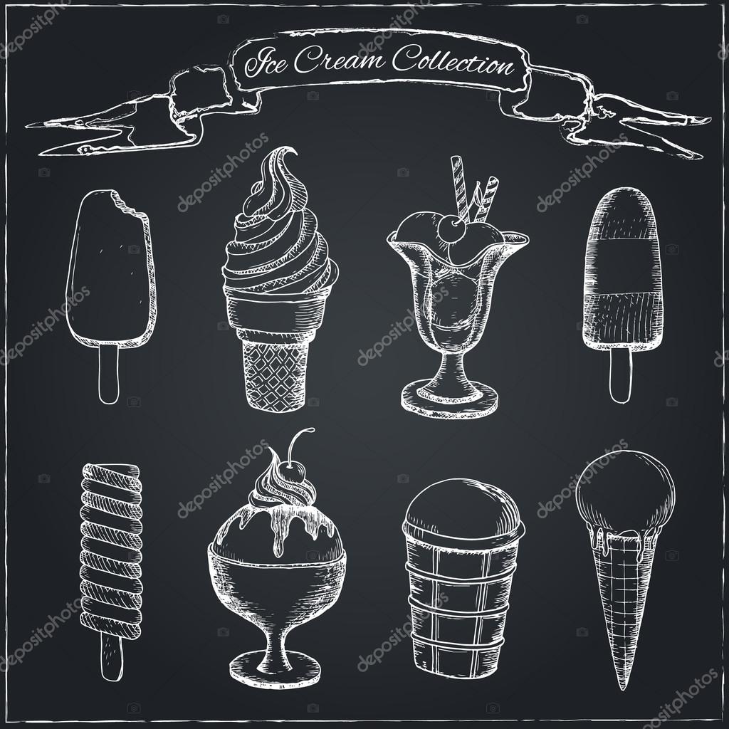 depositphotos_106188446 stock illustration ice cream set on chalkboard
