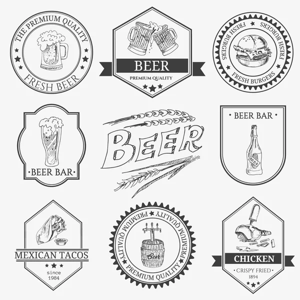 Conjunto de emblemas del festival de cerveza vintage — Vector de stock