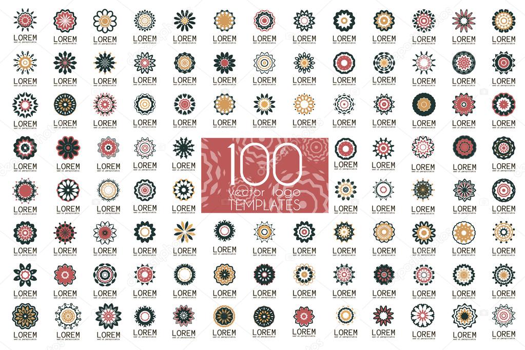 Geometric abstract brand identity icons. Mega set of arabic style logo templates. Ornamental vector symbols. Graphic Design Collection