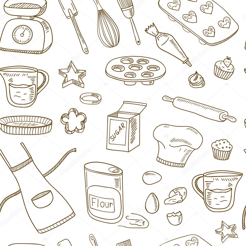 Collection Of Baking Accessories Stock Illustration - Download