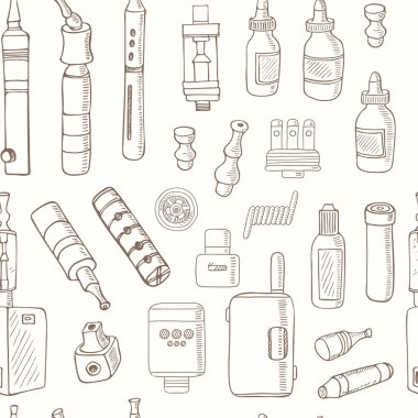 Vector seamless pattern of vape icons.