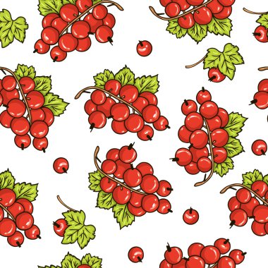 Kırmızı frenk üzümü dikişsiz desen. Çilek koleksiyonu.