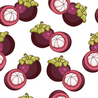 Mangosten Dikişsiz Desen. Egzotik Meyve Koleksiyonu.