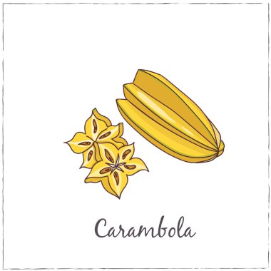 Carambola dilim ile. Egzotik meyve toplama.