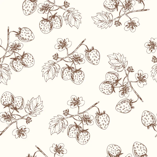 Strawberry seamless pattern. Collection of berries. — Wektor stockowy