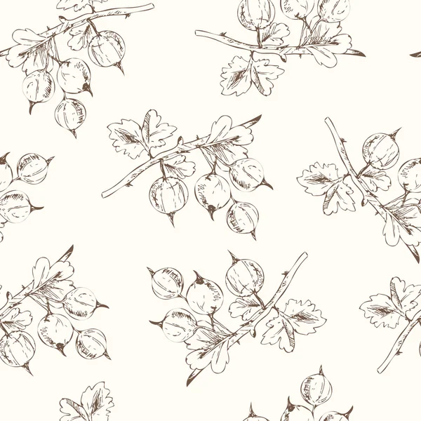 Gooseberry Currant seamless pattern. Collection of berries. — 스톡 벡터