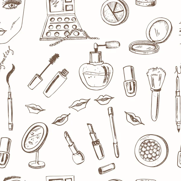 Make-up Tools Seamless Pattern. — Stok Vektör