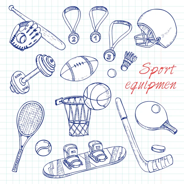 Sport doodles element bakgrund. — Stock vektor