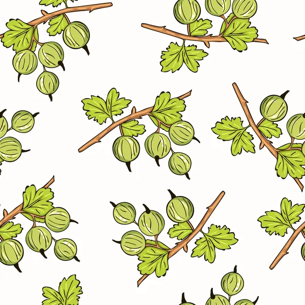 Gooseberry Currant seamless pattern. Collection of berries. — Wektor stockowy