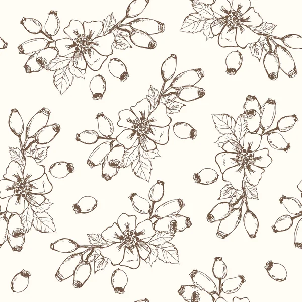 Dogrose Seamless Pattern. Collection of berries. — Wektor stockowy