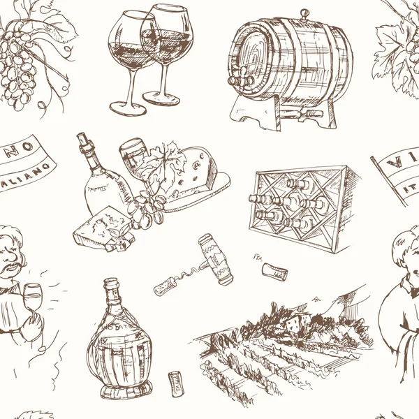 Wine set seamless pattern. — Stock Vector