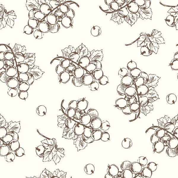 Svarta vinbär seamless mönster. Samling av bär. — Stock vektor