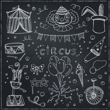 Elle çizilmiş kroki circus simgelerin