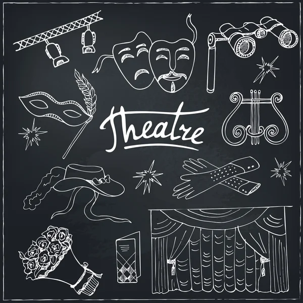 Set de théâtre doodle dessiné à la main — Image vectorielle