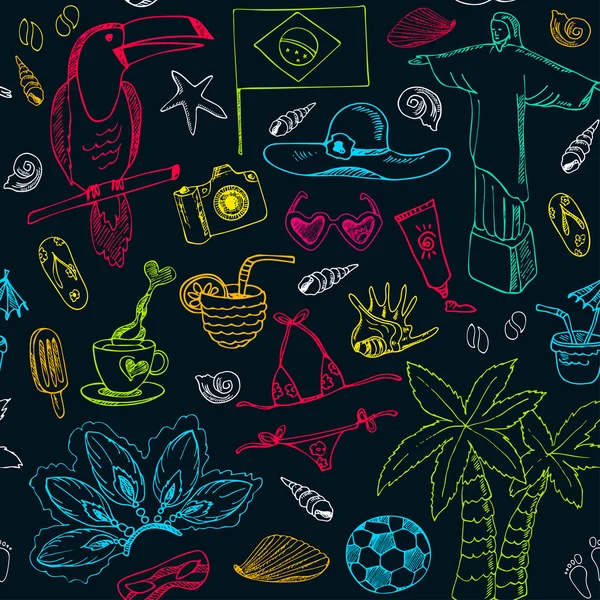 Elle çizilmiş doodle Brezilya seamless modeli