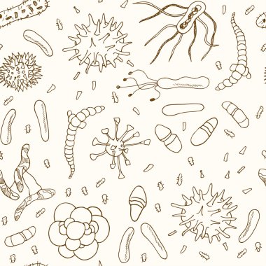 Bacteria virus seamless pattern. Sketches. clipart