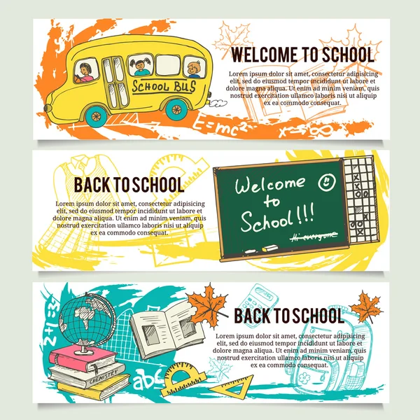 Tillbaka till skolan banners eller webbplats header set — Stock vektor
