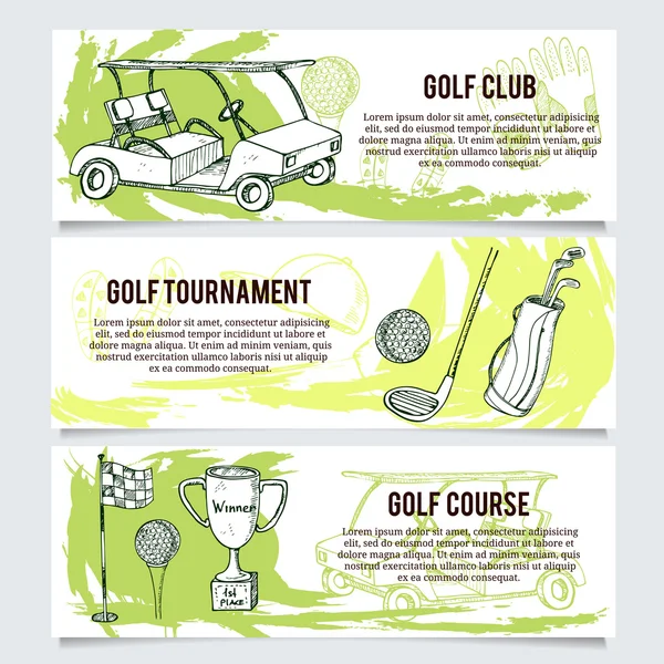 Golf banners or website header set — Stock Vector
