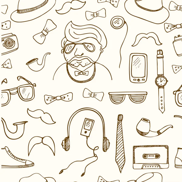 Hipster style seamless pattern Sketches — Stock Vector