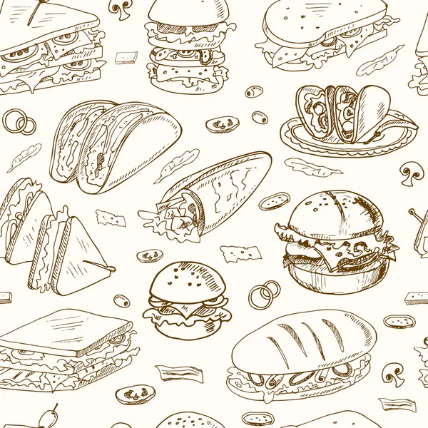 Sandwichs motif sans couture — Image vectorielle