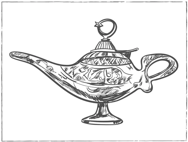 イスラム教徒のコミュニティの神聖な月のアラビア語魔法のランプ, — ストックベクタ