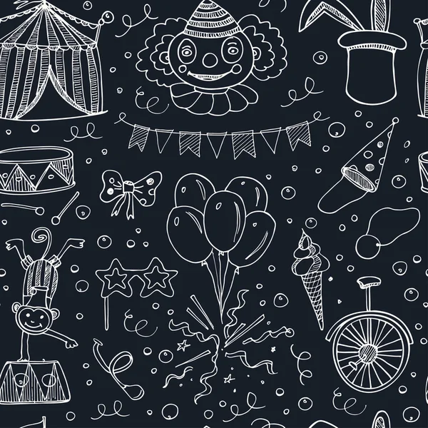 Hand drawn sketch circus seamless pattern — Stock Vector