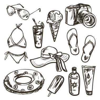 Vektör yaz öğeleri koleksiyonu