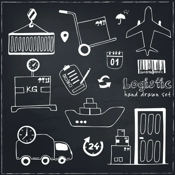 Iconos del boceto de logística y entrega — Vector de stock
