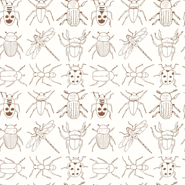 Doodle ile Seamless Modeli kroki böcek ve böcekler