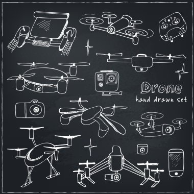Elle çizilmiş öğe dron ve bağlantı denetleyicisi.