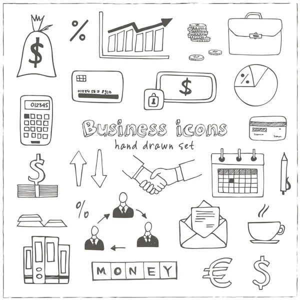 Zestaw ikon biznesowych doodle szkic — Wektor stockowy
