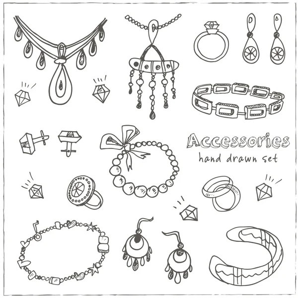 Accesorios bosquejo icono conjunto — Vector de stock