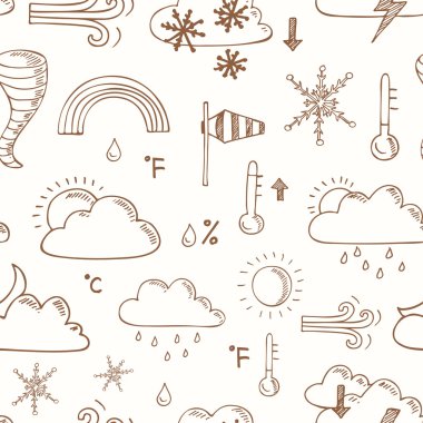 Dikişsiz desen doodle kroki hava durumu simgeleri