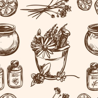 Ayurveda vektör El çizilmiş dikişsiz desen