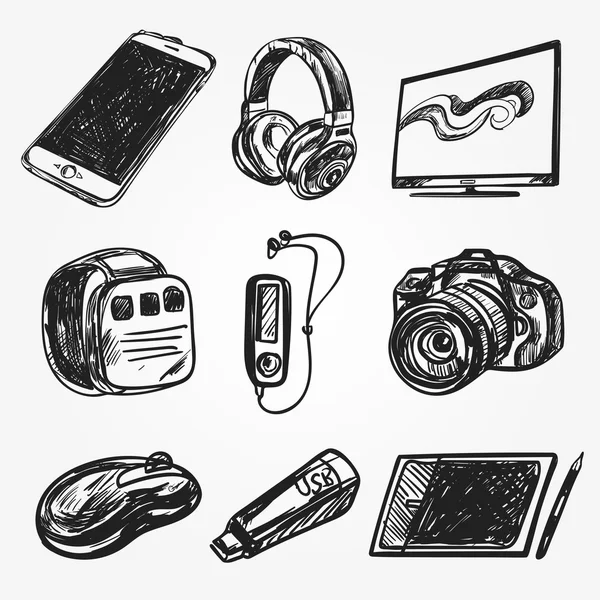 Set van smart media-apparaten en persoonlijke gadgets — Stockvector