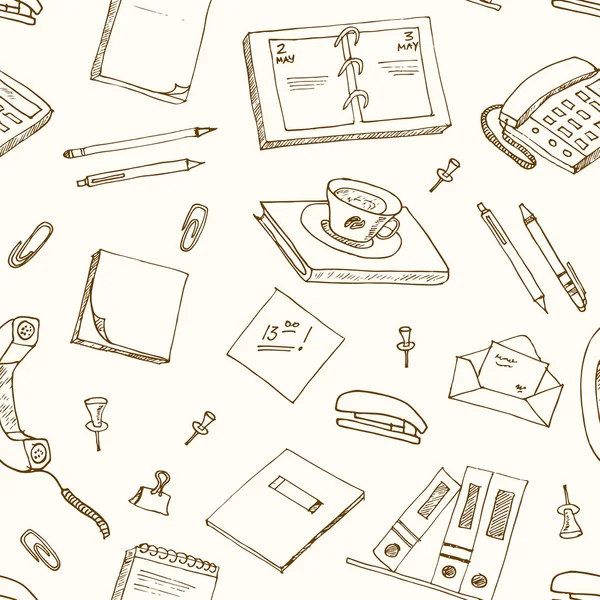 Εργαλεία γραφείου μπισκότα στυλό, μολύβια, βιβλίο, χαρτί — Διανυσματικό Αρχείο