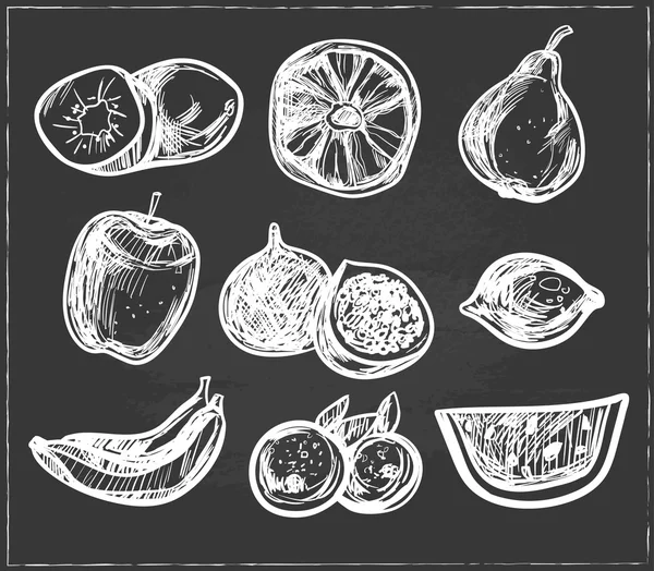 Collection of hand-drawn fruits vector — Stock Vector