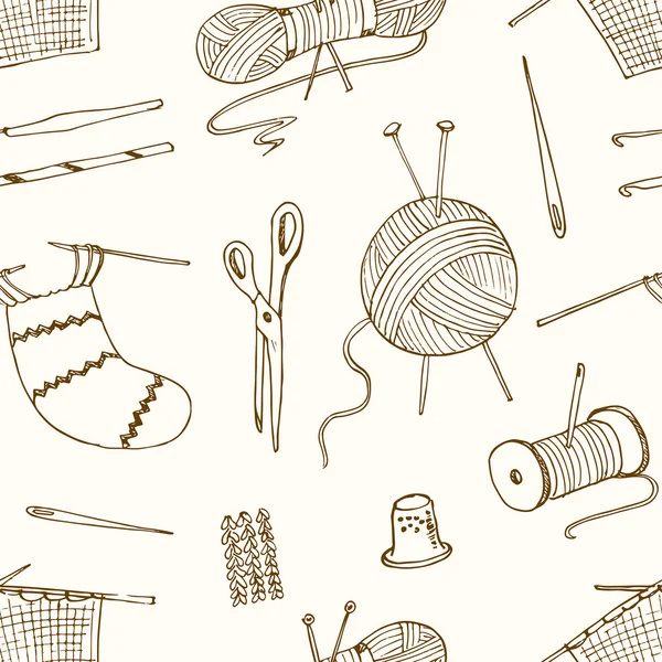 Bezešvé vzor pro šití, pletení, řemesla, Koníčky. — Stockový vektor