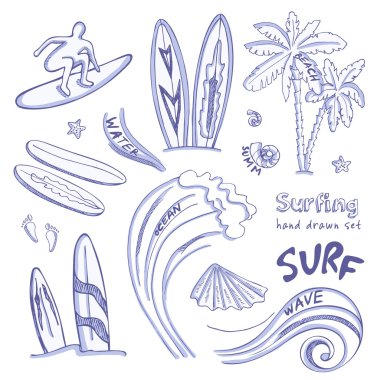 Doodle kroki sörf spor kümesi 