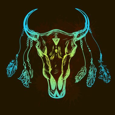 Buffalo Skull eşarplı